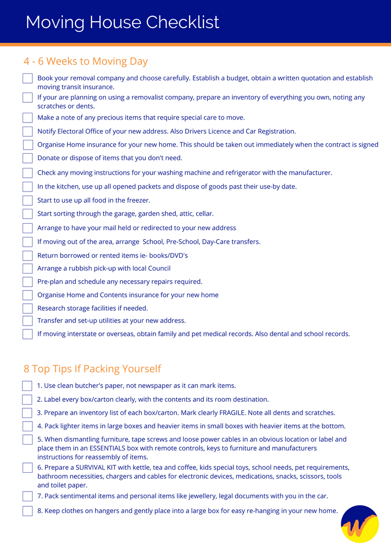 Household Items Checklist - List of Household Items for Moving Home